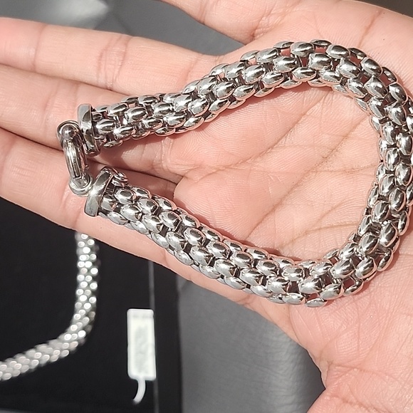 STERLING SILVER POPCORN NECKLACE AND BRACELET$1'000 RETAIL PRICE - Picture 4 of 7